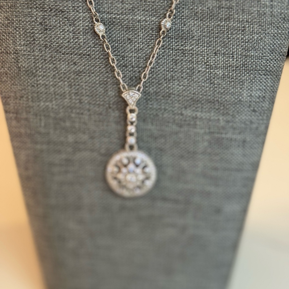🩶 NWOT JUDITH RIPKA STERLING SILVER STATION NECKLACE WITH CZ VINTAGE PENDANT! - Picture 8 of 16